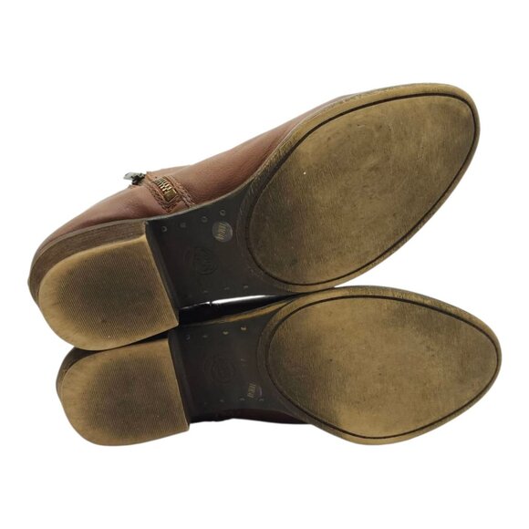 Lucky Brand Basel Ankle Boots Womens 10M Side Zip Toffee Leather Stacked Heel - Picture 7 of 16